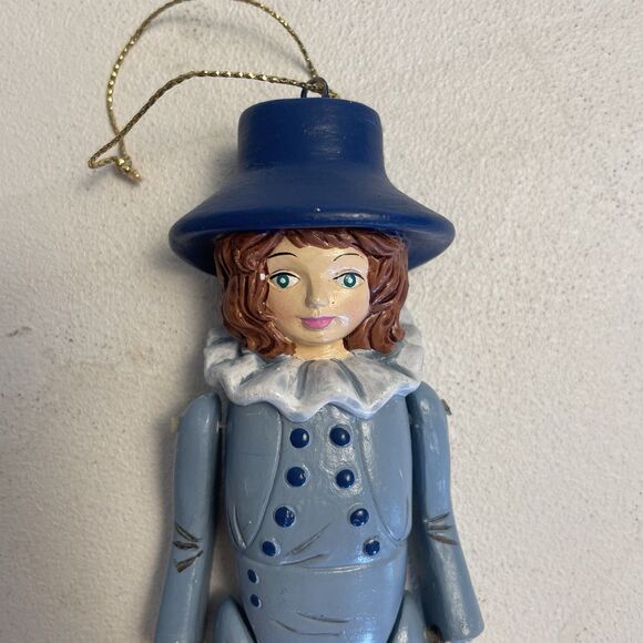Articulated Christmas ornament lady Blue Top Hat 6in - Picture 3 of 4